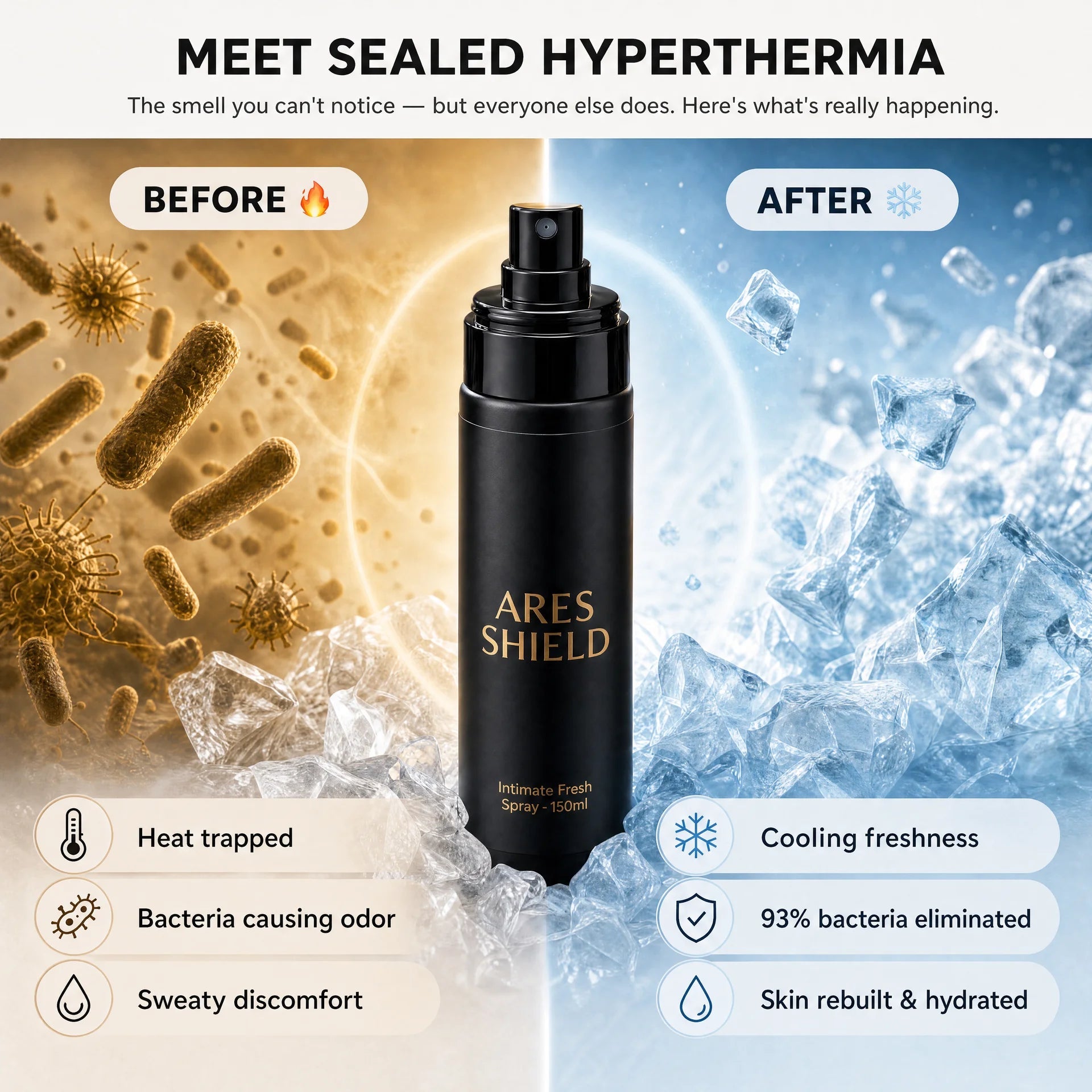 ARES Shield - spray protector intim antibacterian pentru bărbați
